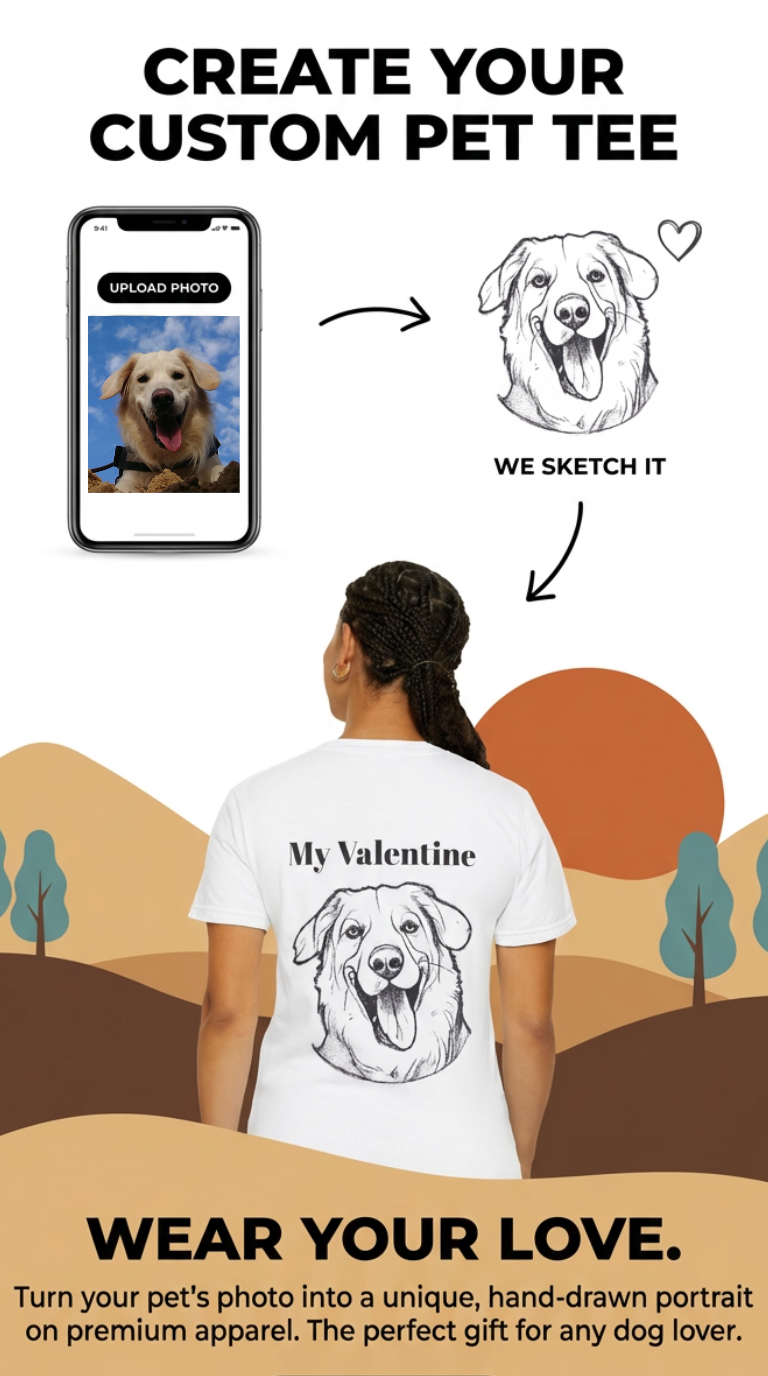 My Valentine Dog T-Shirt "with your own dog" — Cute custom Pet Lover Tee for Valentine’s Day