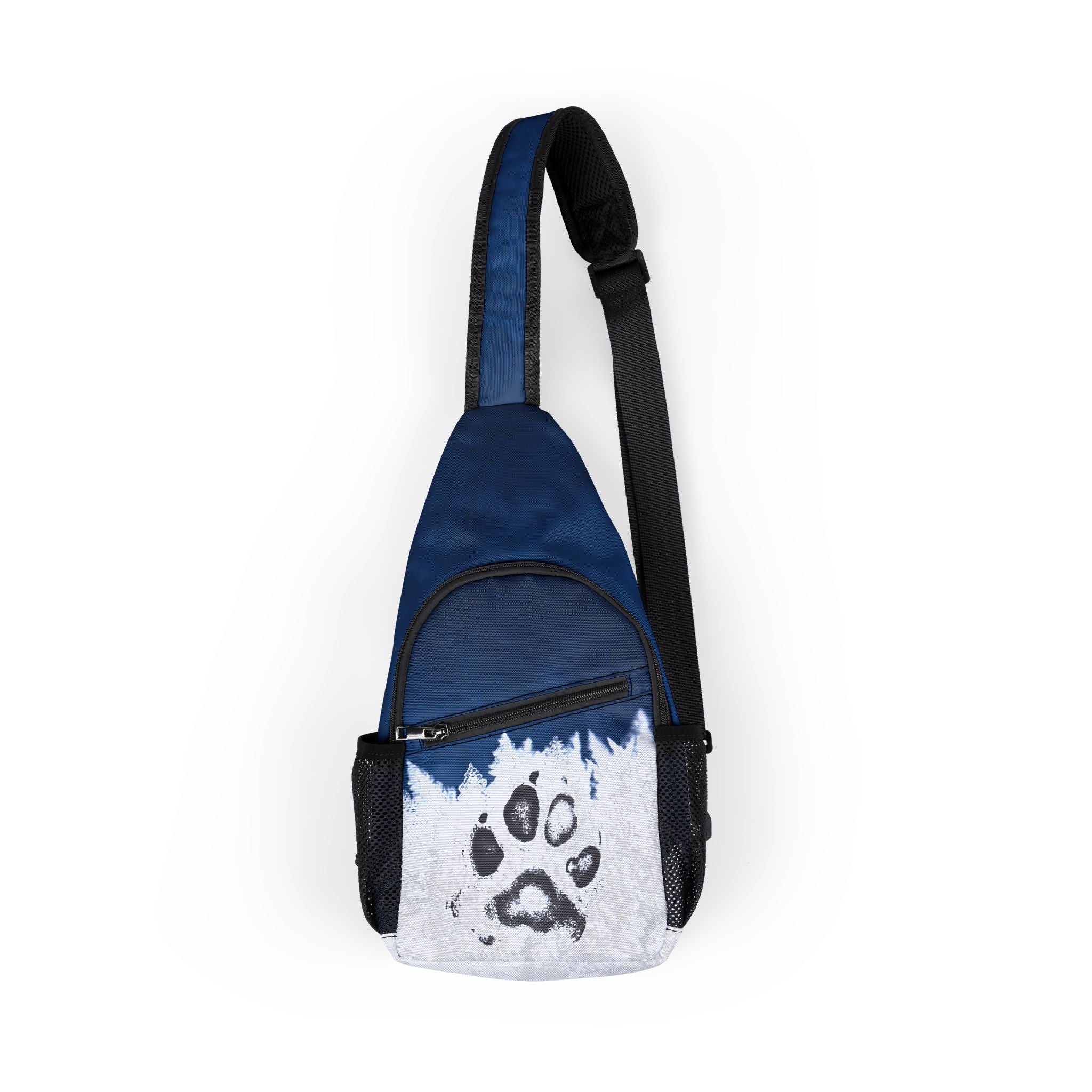The Paw Bag - Winter Edition / Navy Paw Print Sling Bag
